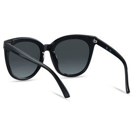 LYZOIT Oversized Cat Eye Sunglasses for Women Big Large Cateye Frame Shades 2 Pack Fashion Vintage Sun glasses Black Mirrored Blue