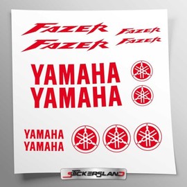 Aufkleber-Set kompatibel mit Tank und Motorradhelm, Basis aus transparentem Vinyl, einfache Anbringung, UV-Druck, Schriftzug Logos, Stickersland® – Faze (rot)