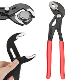 NPENGHUI Adjustable Water Pump Pliers 7" Groove Joint Pliers V-Jaw Quick Adjust Tongue and Groove Pliers with Push-Lock and Cushion Grip Ideal for Tight Spaces Plumbing Cars and Home Repair (7 inch)