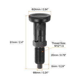 HARFINGTON Push Fit Ball Nose Spring Plunger M12x1.5 Thread Length 0.79" Pin Dia.6mm Carbon Steel Self-Locking Plunger Retractable Index Plunger for Industrial Equipment