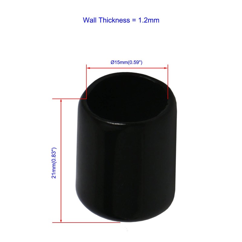 Ohamtes 10PCS ID15mm(19/32") Black PVC Rubber End Caps, Vinyl Flexible
