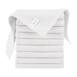 VKCHEF Dish Towel, Kitchen Towel, Microfiber Cloth, Zookin, Dish Towel, Rag, Water Absorbent, Quick Drying, Commercial Use, Thick, Cleaning, Towel, Cleaning Towel, 10 Cleaning Cloths, White, 11.8 x