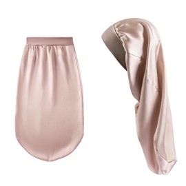 Desmend 19 Momme Silk Bonnet for Sleeping Protects Hair, Suitable for Long Hair that reaches to the Waist, Elegant grey