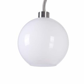 Ceybo 63 in. Brushed Silver Floor Lamp with Opal Globe Glass Shade – Sleek Space-Saving Modern Arc Light for Living Room, Bedroom, or Office