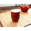 Tokoname Ware Shaved Flower Teacup (Japanese Tableware, Vermilion, Mud, Tokoname