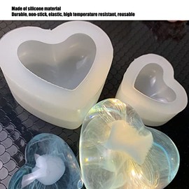 Zerodis 2Ps 3D Corazón Moldes de Silicona, Bricolaje en Forma de Corazón Espejo Molde de Silicona Epoxi Aromaterapia Jabón de Yeso Molde Resina Epoxi Joyería Molde de Silicona Moldes Colgantes