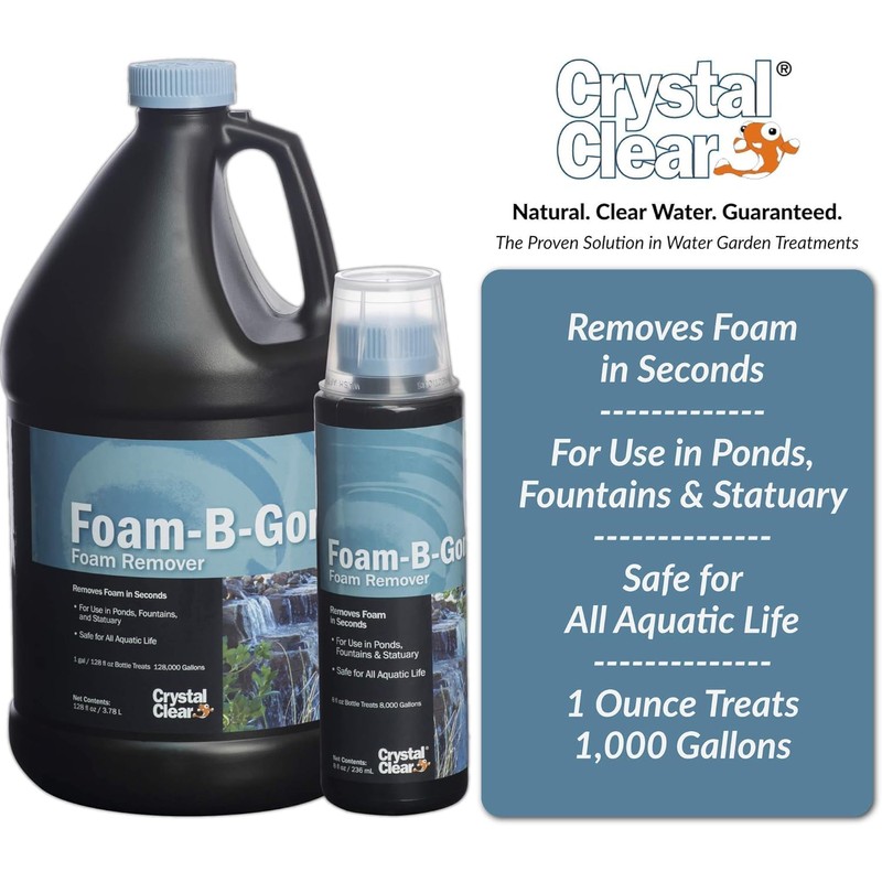 CrystalClear Foam-B-Gone Pond Foam Remover - 1 Gallon Treats Up