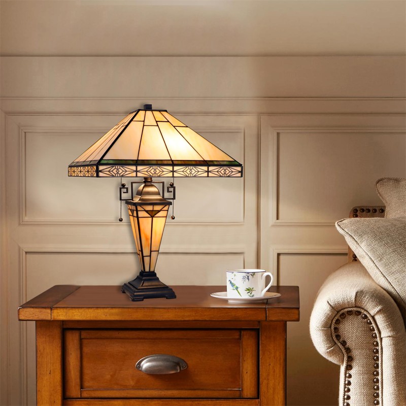 Radiance Goods Mission-Style 3-Light Blackish Bronze Finish Double Lit Table