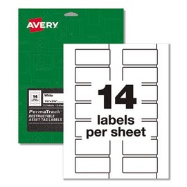 Permatrack Destructible Asset Tag Labels Laser Printers 1.25 X 2.75 White 14/Sheet 8 Sheets/Pack Qty: 112