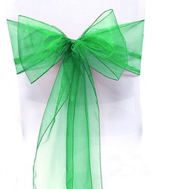 SARVAM FASHION Elegant Organza Chair Sashes Sheer Fabric Sashes for Weddings, Parties, and Special Events – (Pack of 10 Pieces, Green)