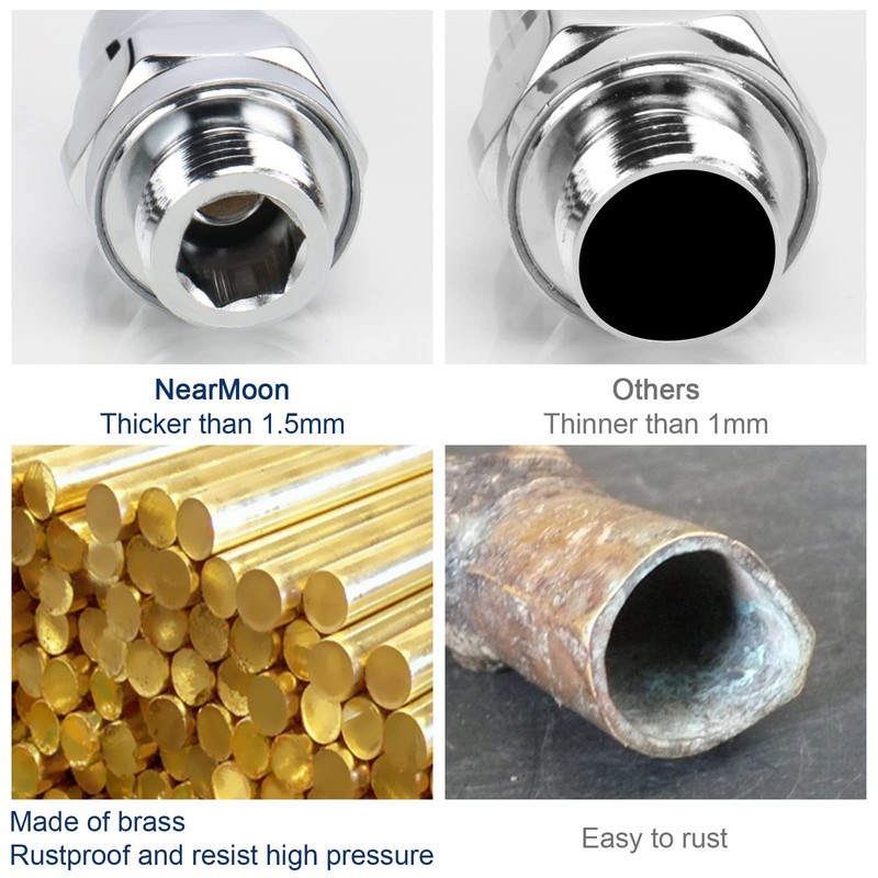 NearMoon Shower Head Swivel Ball Adapter - Solid Brass Shower
