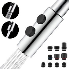 TIORIY Metal Kitchen Sink Faucet Head Replacement, Chrome Kitchen Faucet Spray Head with 10 Adapters, Stainless Steel Pull Out Kitchen Faucet Replacement Sprayer Nozzle