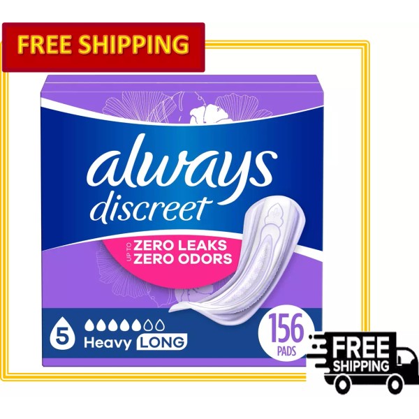 Always Discreet Incontinence Women Pads, Heavy Absorbency – 156 Ct,