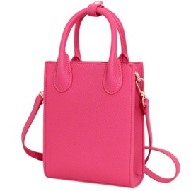 Carrot's Den Mini Tote Crossbody Bag, Purse for Women and Girls with Adjustable Strap, Cardholder Pocket | Pebble Grain Vegan Leather, Magenta Pink