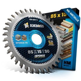AMBOSS WERKZEUGE HM Circular Saw Blade, 85 x 15, Z30, Trapezoidal Flat Teeth for Aluminium, 85 mm, for Bosch GKS 12V-26, Bosch GKS 10.8, Makita HS 300 301, Worx Versacut 420, Wesco, etc.
