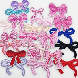JMZLLRX 22 PCS Bow Iron on Patch Bow Patches Embroidery Bow Ties Applique, Bows Sewing Embroidered Appliques for Hats Bags Jackets
