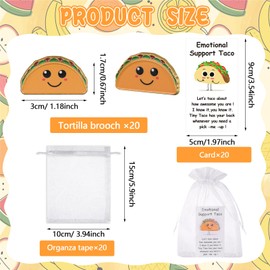 20 Sets Emotion Support Gift- Positive Support Taco Lapel Pin Cute Funny Enamel Brooch Pins with Taco Encouragement Cards Than You Appreciation Gifts for Coworkers Employee Motivational Cheer Up Gift