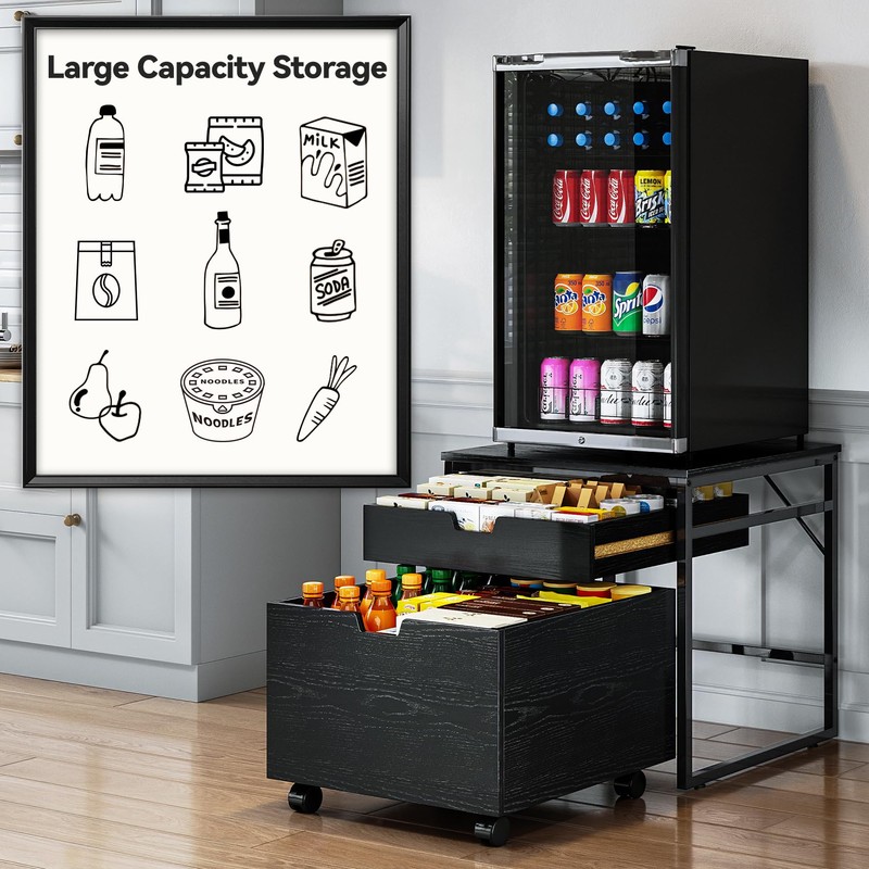 TC-HOMENY Mini Fridge Stand with Storage Drawer, 300 lb Load