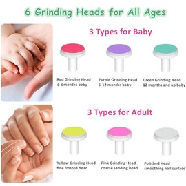 Baby Nail Trimmer Electric, Easy & Safe Baby Nail File for Newborn Infant Toddler, Whisper-Quiet Baby Nail Clipper, 6 Grinding Heads, Mint Green, Baby