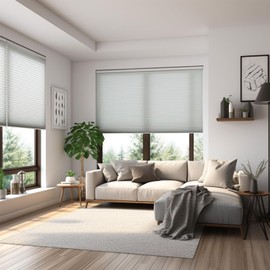 Changshade Cordless Cellular Shades, Blackout Honeycomb Shades for Windows, Pull Down Pleated Blinds, Easy to Install for Indoor Windows and French Doors,22" W x 48" H, Light Grey