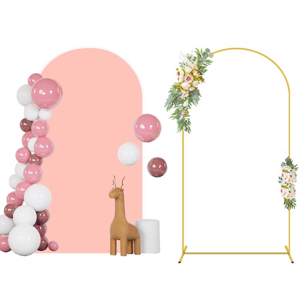FANPROMS 7.2FT Wedding Arch Backdrop Stand with Spandex Arch Cover