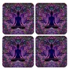 Bohemian Boho 4 Coaster Set Meditating Buddha Yoga Lotus Position