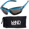 WYND Blocker Polarized Motorcycle Riding Sunglasses Sports Wrap Glasses, Blue,