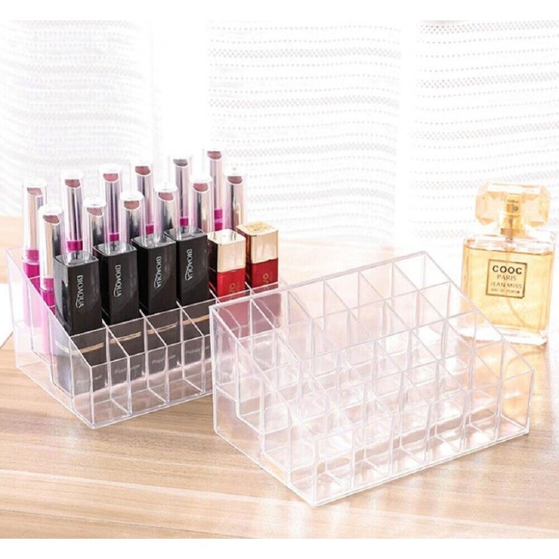 TIKA 24 Slot Clear Acrylic Lipstick Holder - Cosmetic Organizer