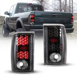 Nixon Offroad Tail Lights for Ford Ranger 2001 2002 2003 2004 2005 Tail Lamps LED Rear Lights Car Rear Lamps Assembly Replacement 1Pair (Glossy Black Housing/Clear Lens)