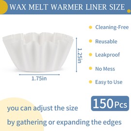 150 Pcs Wax Melt Liners, Wax Melt Warmer Liners, Leakproof & Reusable Wax Melt Cups for Wax Burner, Wax Melters, Candle Warmers, Scented Wax, Plug Warmers, Electric Wax Warmers (White)