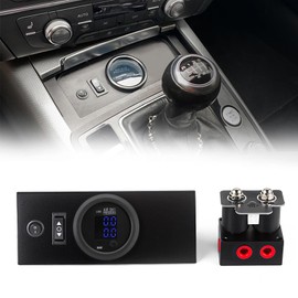 12V Solenoid 2-Valve Air Ride Suspension manifold valve with Simplify Control Panel Ship Type Switch, equipped with dual display air pressure gauge blue