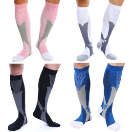 feifanshop Kompressionsstrümpfe Kompressionssocken Laufsocken Thrombosestrümpfe Herre Damen 4 Paar EU 35-39