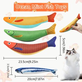ZITUZY 4 Pieces Cat and Fish Toys, Cute Plush Fish Toy, Biting and Relieving Boredom Plush Fish Toy, Plush Fish Toy for Pets to Play and Chew