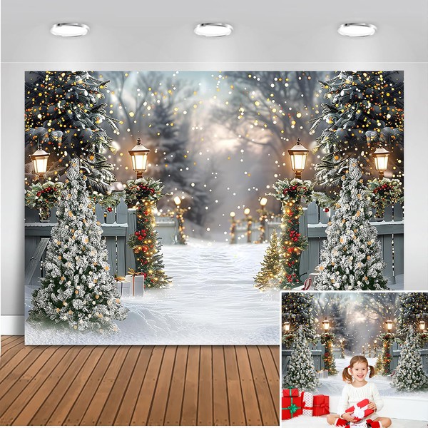 Mocsicka Winter Christmas Backdrop for Photography Snow Sence Christmas Glitter