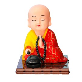 Little Monk Figurine Solar Toys, Andy's Orchids Shaking Head Dancing Toy, Buddhist Monk Doll Figurines Statues Car Dashboard Ornament HomeDecoration