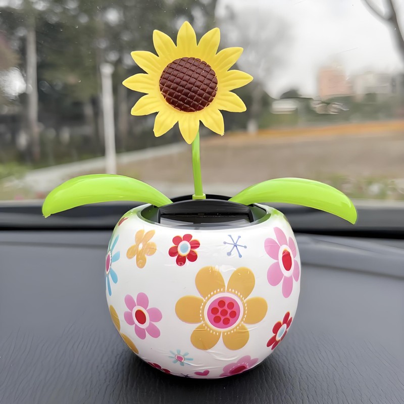 Kryoflare Solar Powered Dancing Sunflower, Car Dashboard Decorative Ornament, Office