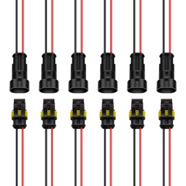 Waterproof Electrical Connector 1.5mm Series Terminal Wire Connectors Plug 2 Pin Way Automotive with for Wire 20AWG Marine for Car, Truck, Boat, 6 Pack