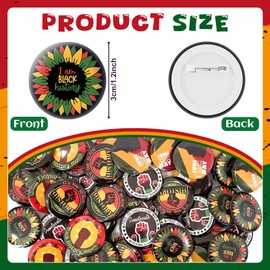 150 Pcs Black History Month Gifts Iclude 50 Black History Bracelets 50 Black History Pins 50 Stickers Black History Party Favor for School Club Black Freedom Day African America Festival Celebration