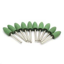 TEMO 10 pc 10 mm (3/8 Inch) Bullet Rubber Rotary Tool Polishing Burr with 3 mm (1/8 Inch) Shank for Dremel Rotary Tools