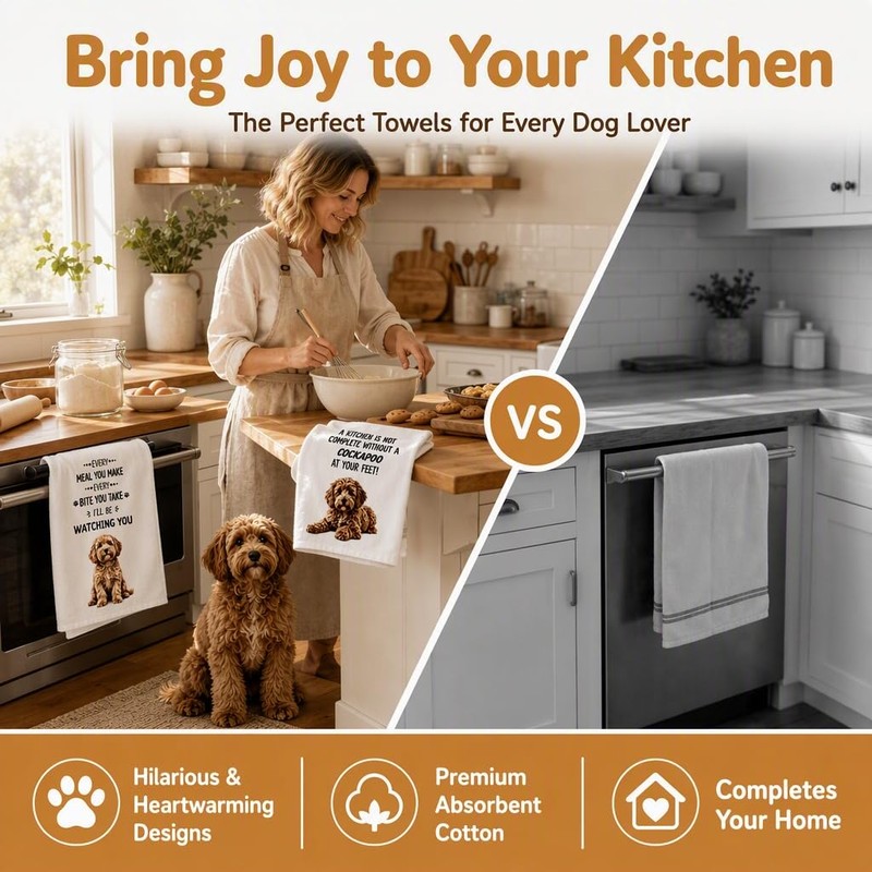 YANFALE Cockapoo Gifts Kitchen Towel 2 Pack Funny Dog Gifts