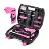 DOWELL 116Pcs Pink Tool Kit with 3.6V USB Cordless Screwdriver,