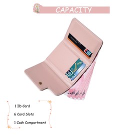LZSXDWXY Girls Women Wallet Tri-Folded Flowers Wallet Cash Pocket Flowers Print Card Holder Coin Purse with ID Window Elegant Youthful and Cute