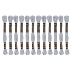 sourcing map 12 Skeins Embroidery Floss 8m Each Egyptian Long Fiber Cotton Cross Stitch Thread 26S/2x6 for Embroidery Projects Bracelet, Light Grey