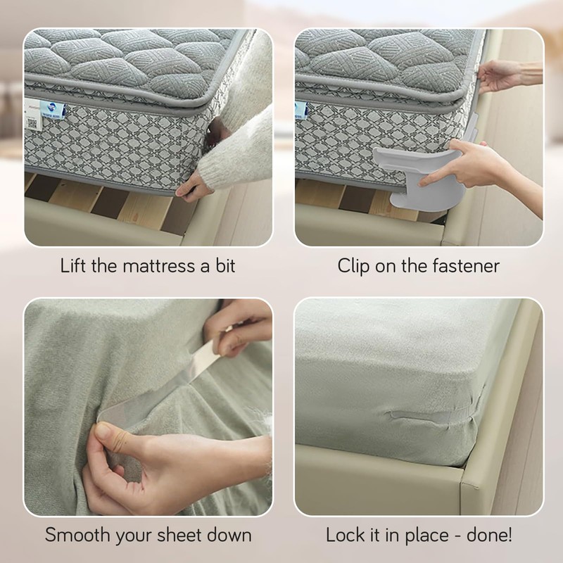 Bed Sheet Holders With Lock Strips, 4 Pack Bed Sheet