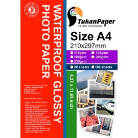 Glossy white Inkjet printer Photo Paper 8.3"x11.7" (210 x 297mm) A4 Size 100 sheets weight 180gsm Perfect for artist photographers home & office