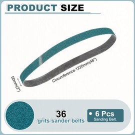 HARFINGTON 2 x 48 Inch Sanding Belts, 6 Pcs 36 Grit Zirconia Abrasive Belt Sander File Belt for Woodworking, Metal Polishing, Knife Sharpener