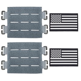 TAXATM Large Molle Patch Panel with Laser Cutting Loop, Molle Patch Display Holder for Backpack,5X4.3 Mini Patch Board Include American Flag Patch (2 pcs Grey)