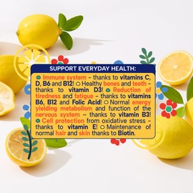 Minadex Premium Multivitamin Gummies 60s for Adults & Children - Vitamin C,D2,B6,B12,B3,E,Folic Acid,Biotin | Immune and Bone Support | Energy | Apple, Strawberry & Lemon flavours | Sugar Free | Vegan