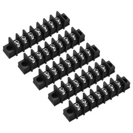 sourcing map 5 Pcs 7 Positions Terminal Block 300V 20A 9.5mm Pitch Single Rows 7 Circuits DIN Row Screw Terminals Strip