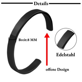 JJDreams Stainless Steel Bangle Women's Open Bangle Silver 8 mm Bangle with Engraving Gift for Women, Stainless Steel